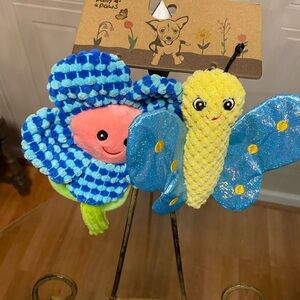 Pally Paws ~ Set / 2 Little Dog Toy Clinker &  Squeaker 6”